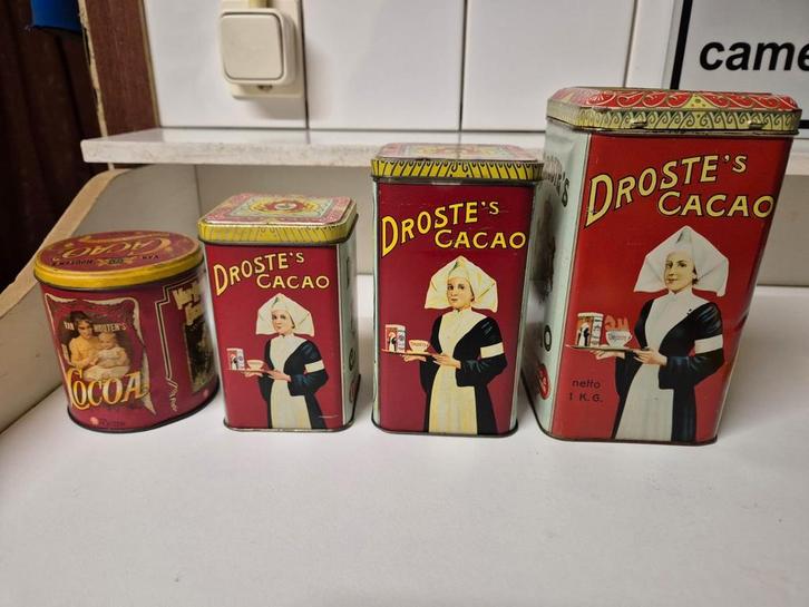 Droste Cacao Blikken Set - 4 Delig - Nostalgie, Verzamelen, Blikken, Ophalen of Verzenden