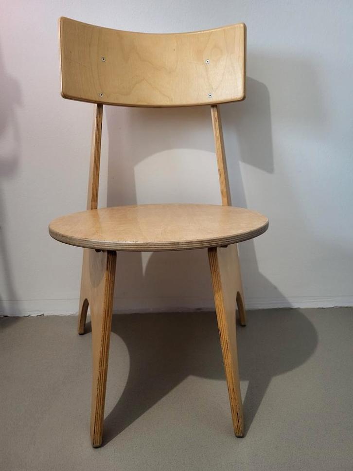 Houten design stoel, Huis en Inrichting, Stoelen, Gebruikt, Eén, Hout, Bruin, Ophalen