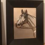 Antieke Tinnen Paardenkoppen in Lijst, Antiek en Kunst, Ophalen of Verzenden