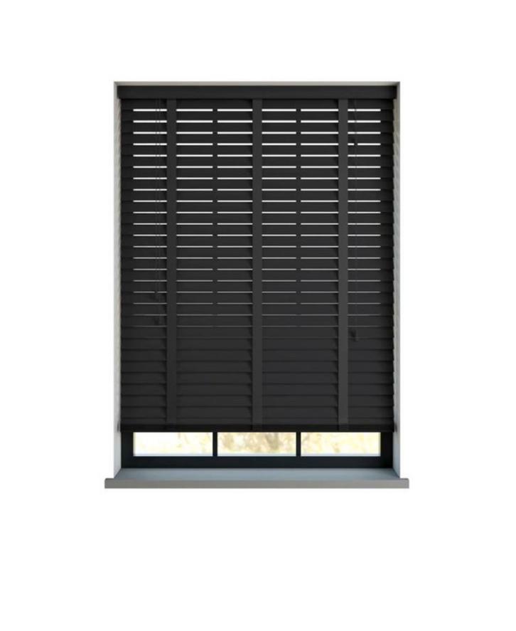 Zwarte houten jaloezieën met ladderband - 110x200cm, Huis en Inrichting, Stoffering | Gordijnen en Lamellen, Nieuw, 150 tot 200 cm