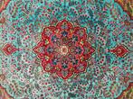 Handgeknoopt Perzisch Tabriz tapijt turquoise Iran 259x355cm, 200 cm of meer, 200 cm of meer, Gebruikt, Tabriz Perzisch wol oosters retro vintage