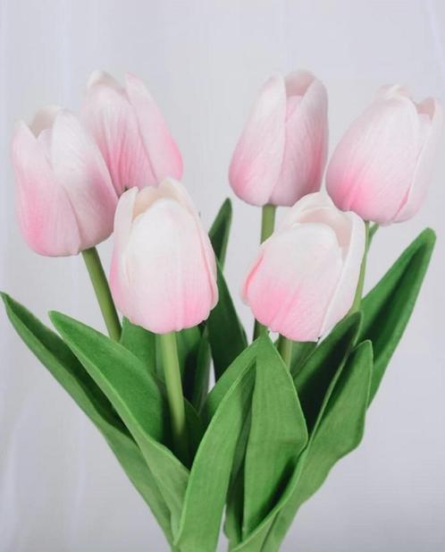 TULPJES - REAL TOUCH - ROZE - WIT & DONKERROOD & WIT, Huis en Inrichting, Woonaccessoires | Kunstplanten en Kunstbloemen, Nieuw