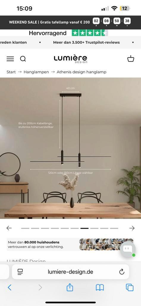 Lumière desgin, Athenis design lamp, Huis en Inrichting, Lampen | Hanglampen, Nieuw, 75 cm of meer, Metaal, Ophalen of Verzenden