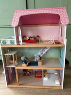Houten Poppenhuis met Inrichting & Poppen, Kinderen en Baby's, Speelgoed | Poppenhuizen, Ophalen, Gebruikt, Poppenhuis