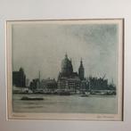 Poppe Damave (1921-1988), ets, Amsterdam, gesigneerd, Ophalen of Verzenden