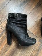 Laarsjes maat 36 ponyhair leer designer, Ophalen of Verzenden, Gedragen, Zwart, Lage of Enkellaarzen
