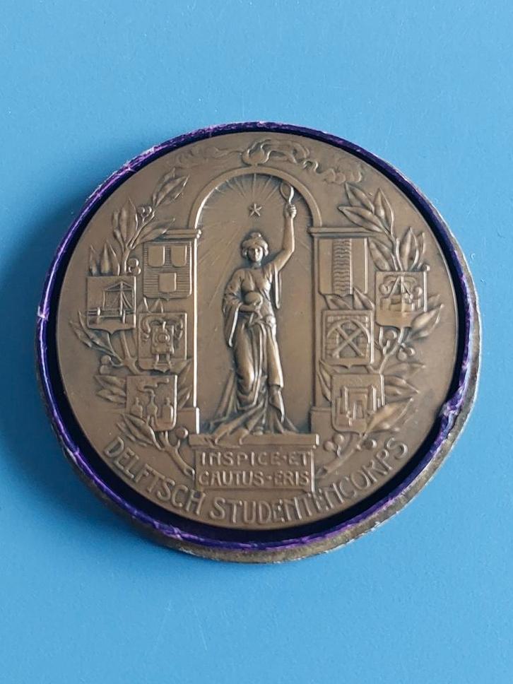 Penning Senaat van het Delftsche Studentencorps, Postzegels en Munten, Penningen en Medailles, Brons, Nederland, Ophalen of Verzenden