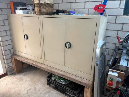 Twee metalen draaideurkasten – schuur-/werkplaatsopslag, Huis en Inrichting, Kasten | Roldeurkasten en Archiefkasten, Gebruikt