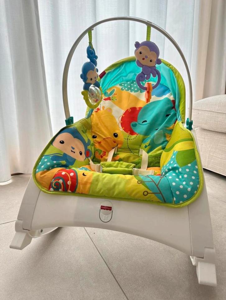 Fisher-Price Mattel CMR10 Rainforest compact schommelzitje, Kinderen en Baby's, Wipstoeltjes, Zo goed als nieuw, Wipstoel, Fisher-Price