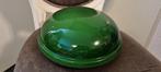 Antiek Groene glazen lampenkap voor plafondlamp, Schaal, Rond, Ophalen of Verzenden, Glas