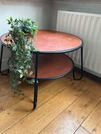Salontafel dubbeldeks metaal/hout, Ophalen, 50 tot 100 cm, Rond, 50 tot 100 cm