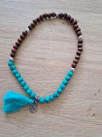 Dubbele armband houten kraaltjes edelsteen howliet turkoois, Ophalen of Verzenden, Nieuw