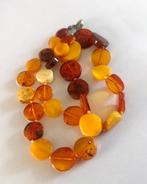 Barnsteen Amber ketting collier ronde kralen, Ophalen, Zo goed als nieuw, Steen of Mineraal, Met edelsteen