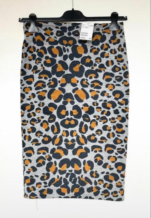 H&M rok met panterprint - maat S NIEUW, Kleding | Dames, Rokken, Nieuw, Maat 36 (S), Grijs, Knielengte, Ophalen of Verzenden