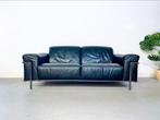 Italiaans Design bank Natuzzi zwart leer buisframe, Rechte bank, Gebruikt, Metaal, 75 tot 100 cm