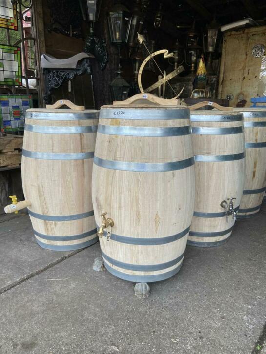 Houten regentonnen / wijnvaten / vaten / statafels bartafels, Tuin en Terras, Regentonnen, Nieuw, Hout, 150 liter of meer, Ophalen
