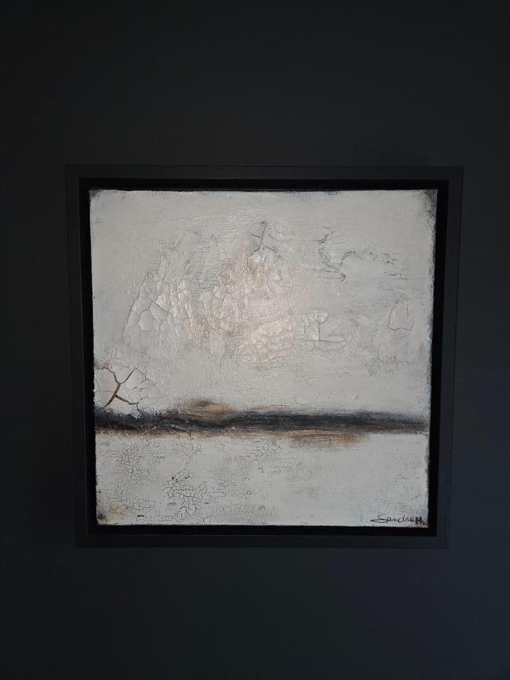 Origineel Werk Sandra Hapers "Growth in the Cracks" 40x40x5, Antiek en Kunst, Kunst | Schilderijen | Abstract, Ophalen of Verzenden