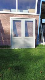 Hardhouten deuren met dubbel glas, Doe-het-zelf en Verbouw, Deuren en Horren, Ophalen, Gebruikt, 120 cm of meer, Buitendeur