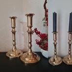 2 vintage grote zware massief messing kandelaars Scandinavie, Ophalen of Verzenden, Koper of Brons