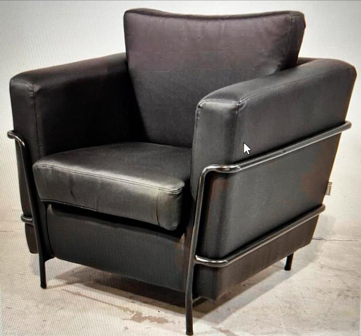6x Fauteuil Tomasucci - Design - modern - leer zwart, Huis en Inrichting, Fauteuils, Gebruikt, Leer, Metaal, 75 tot 100 cm, 75 tot 100 cm