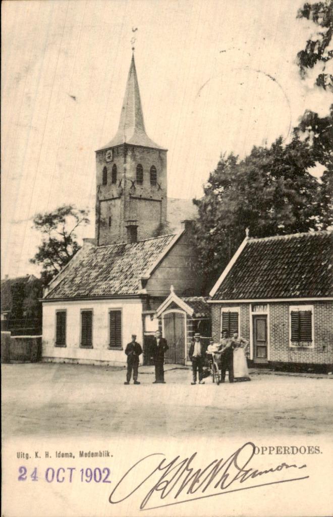 Opperdoes - Kerk, Verzamelen, Ansichtkaarten | Nederland, Gelopen, Noord-Holland, Voor 1920, Ophalen of Verzenden