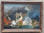 E.A. Visser  - Zeeslag. Ca 1875/1900. 70/59 cm., Ophalen, Zo goed als nieuw, Schilderij, 75 tot 100 cm