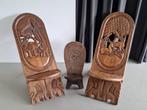 vintage houten Afrikaanse palaver-stoel houtsnijwerk, Ophalen