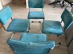 4 turquoise eetkamerstoelen te koop, Huis en Inrichting, Stoelen, Ophalen, Gebruikt, Overige kleuren, Vier