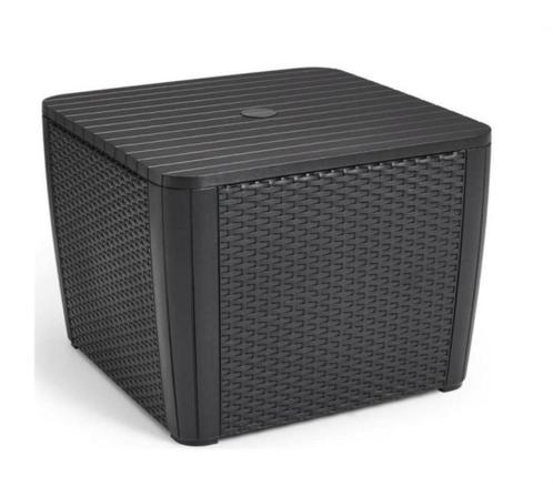 Keter Luzon Plus opbergtafel grafiet - 57 x 57 x 43 - incl., Tuin en Terras, Tuinmeubel-accessoires, Gebruikt, Ophalen