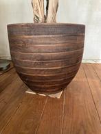 Bronzen plantenpot, Tuin en Terras, Bloempotten, Ophalen, Overige materialen, Gebruikt, Rond