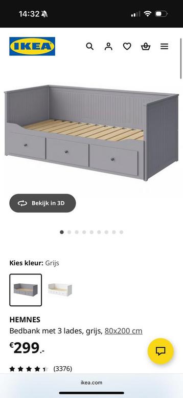 Hemnes bedbank grijs zgan incl matrassen en toppers beschikbaar voor biedingen