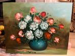 Prachtige groot olieverf bloemen schilderij, Antiek en Kunst, Ophalen of Verzenden