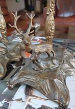 Franse brocante koper messing lamp set hertjes art deco, Antiek en Kunst, Ophalen of Verzenden