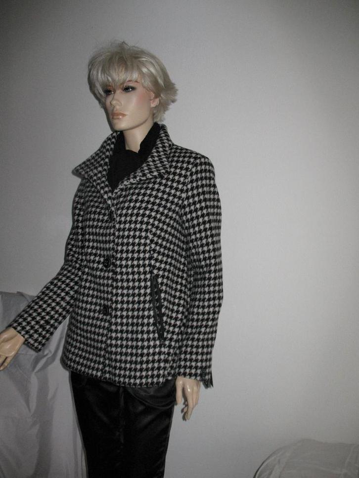 Milo Italy Jas Coat Maat 36 Zwart Wit Ruitje, Kleding | Dames, Jassen | Winter, Nieuw, Maat 36 (S), Zwart, Ophalen of Verzenden