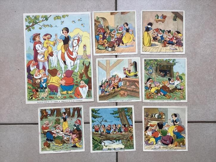 Tweede reeks Disney sneeuwwitje Cadum zeep plaatjes prenten, Hobby en Vrije tijd, Stickers en Plaatjes, Gebruikt, Meerdere plaatjes