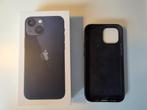 Iphone 13 mini Midnight 128GB + leder hoes - Simlock vrij, 80 %, 128 GB, Zwart, Ophalen of Verzenden