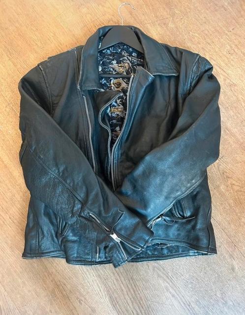 Vintage leren motorjack, Kleding | Heren, Jassen | Zomer, Gedragen, Zwart, Ophalen of Verzenden