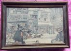 Anton Pieck zeefdruk prent ingelijst Straatbeeld,  volgnr 22, Antiek en Kunst, Ophalen of Verzenden