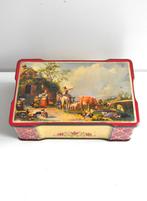 Derk de Vries sigaren trommel/blik met landelijke decoratie, Verzamelen, Ophalen of Verzenden, Gebruikt, Tabaksdoos of Verpakking