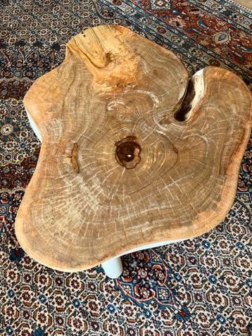 Boomstam, salontafel, bijzettafel, hout, wit beschikbaar voor biedingen