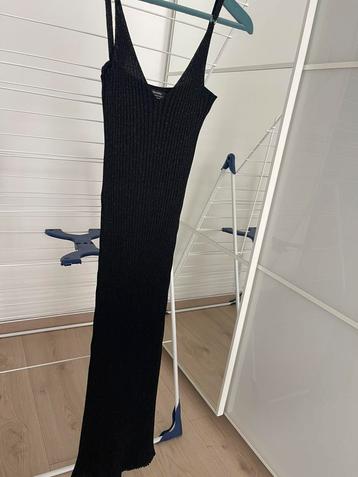 Bershka | zwarte glitter jurk met v hals en split beschikbaar voor biedingen