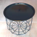 RONDE ZWARTE METALEN SALON TAFEL ALS NIEUW, Ophalen, MODERN, 50 tot 100 cm, Rond