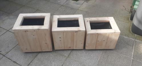 Houten Bloembakken Set, Tuin en Terras, Bloembakken en Plantenbakken, Nieuw, Hout, Minder dan 60 cm, Vierkant, Ophalen