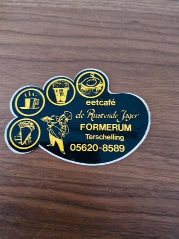2994 Vintage Eetcafé de Rustende Jager Reclame Sticker  beschikbaar voor biedingen