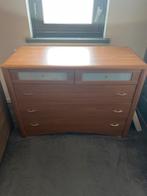 Houten Ladekast met Glazen Details, Ophalen, Gebruikt, 50 tot 100 cm, 3 of 4 laden