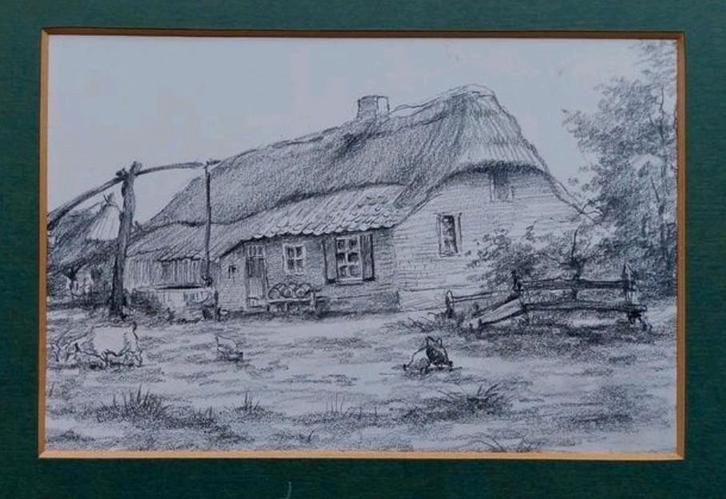 Originele tekening... Hub van Winkel ..., Antiek en Kunst, Kunst | Tekeningen en Foto's, Ophalen of Verzenden