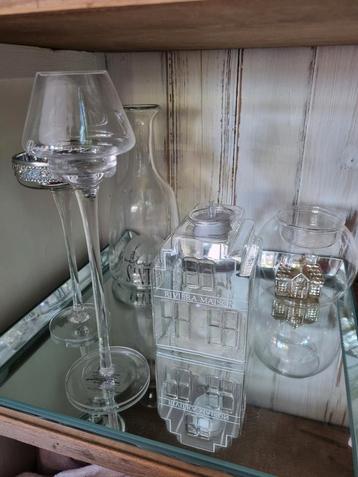 Riviera Maison kandelaar van glas op voet beschikbaar voor biedingen