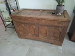 Hele mooie antieke dekenkist met mooie graveringen 1880 kist, Ophalen, Gebruikt, 100 tot 150 cm, Eikenhout
