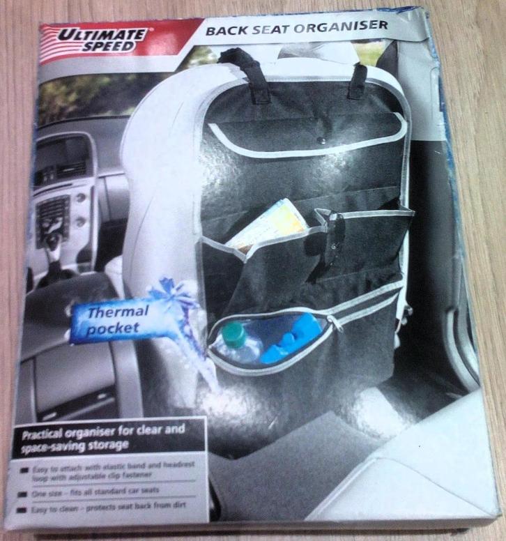 Autostoel organizer, 3 ruime vakken [Box C - 386], Auto diversen, Auto-accessoires, Nieuw, Ophalen