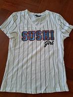 Manga kawaii streep Shirt Sushi girl wit s coolcat, Wit, Ophalen of Verzenden, Zo goed als nieuw, Korte mouw